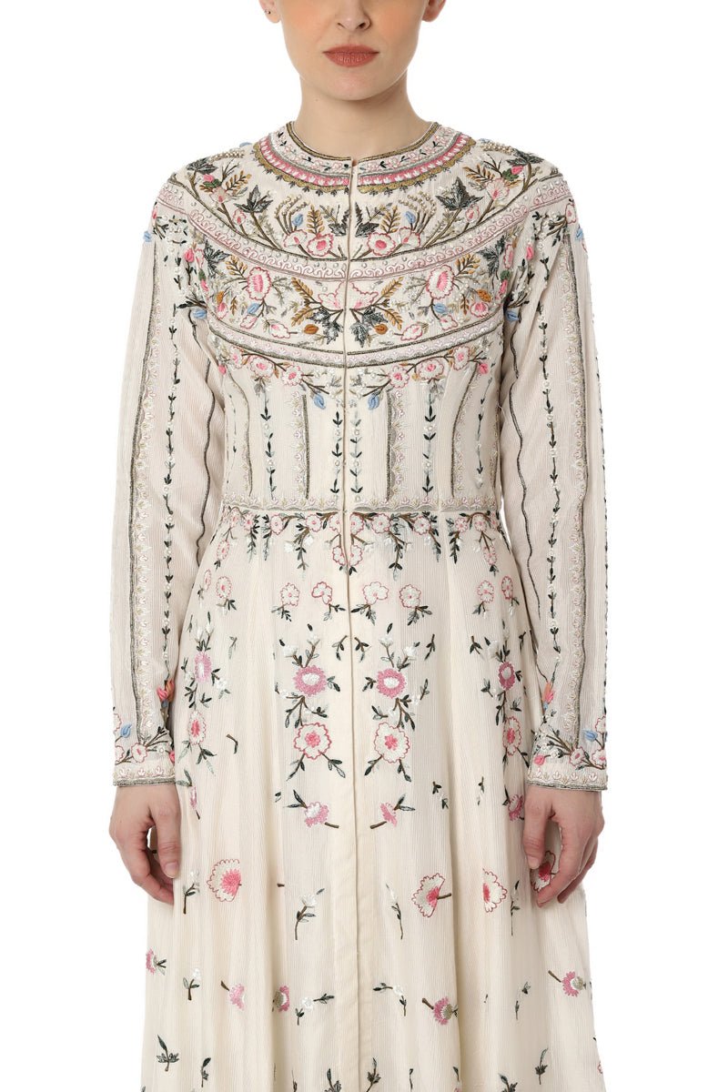 Floral Embroidered Jacket Dress - samantchauhan