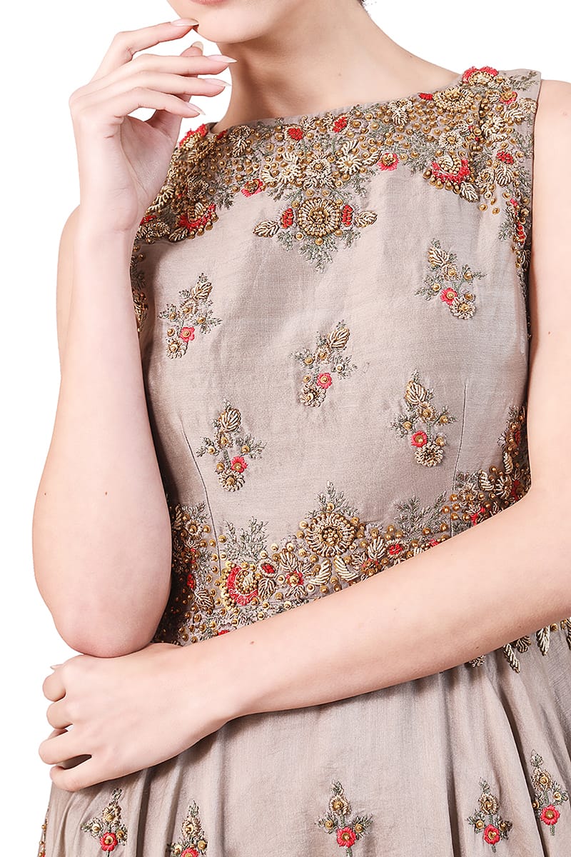 Floral Motifs Embroidered anarkali - samantchauhan