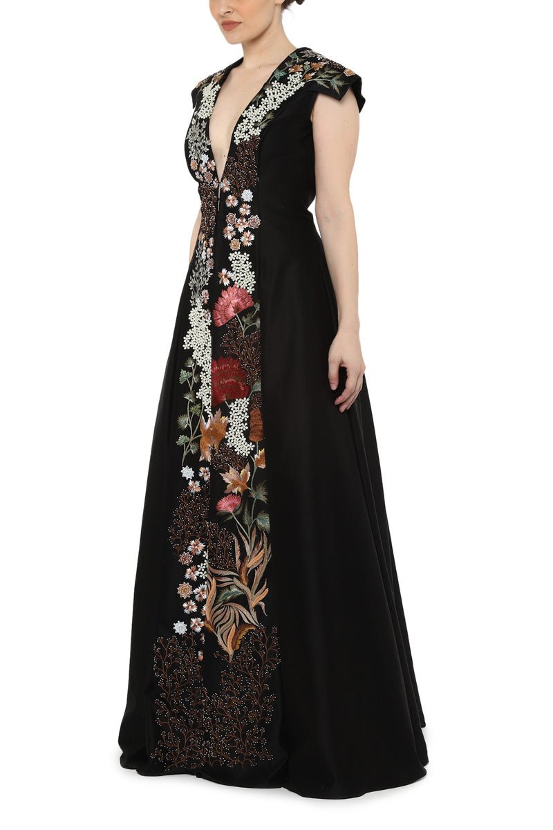 Front open v neck gown - samantchauhan