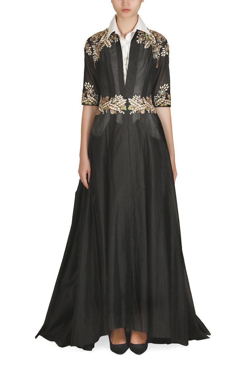 Front - Opening Embellished Gown - samantchauhan