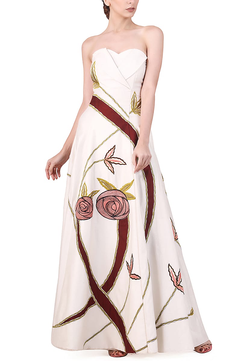 Front - opening Embellished Gown - samantchauhan