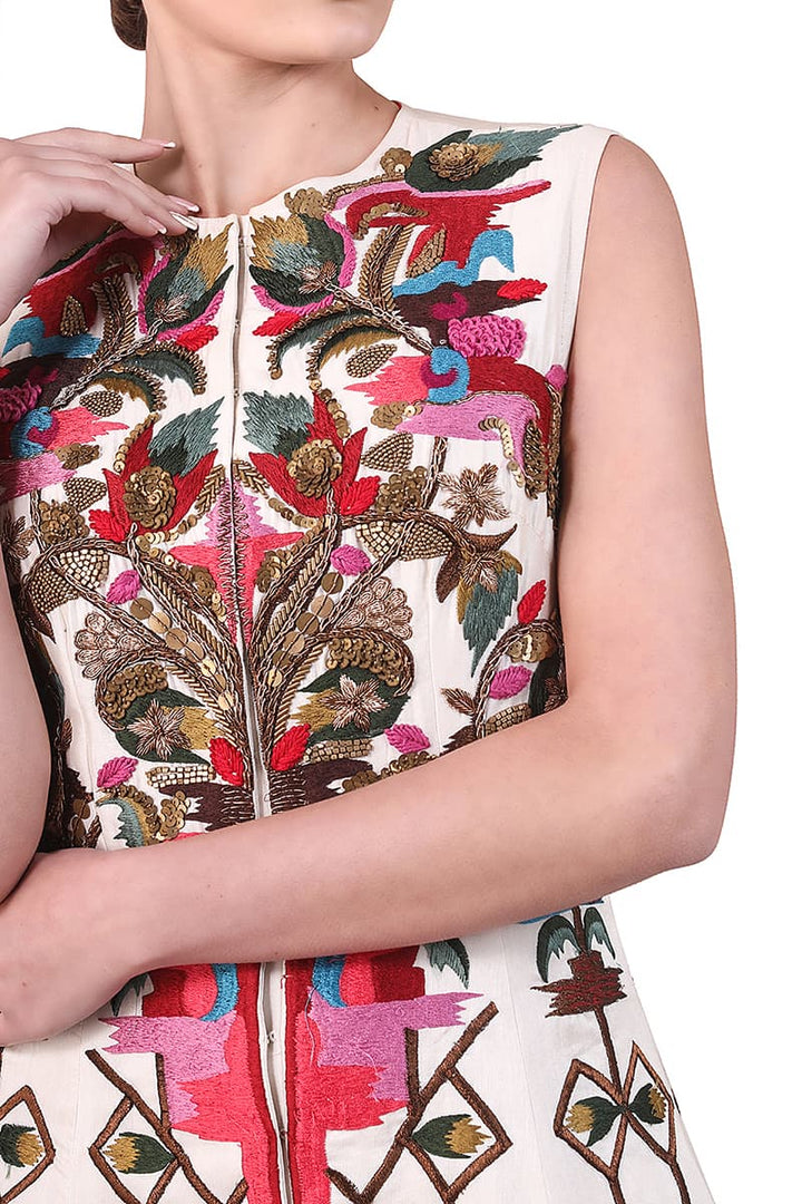 Front - opening Embroidered Gown - samantchauhan