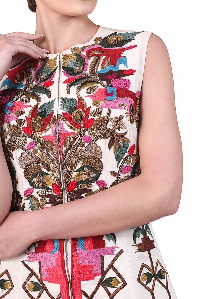 Front - opening Embroidered Gown - samantchauhan