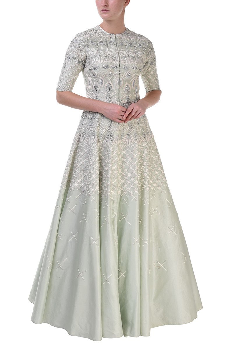 Front - Opening Embroidered Gown - samantchauhan