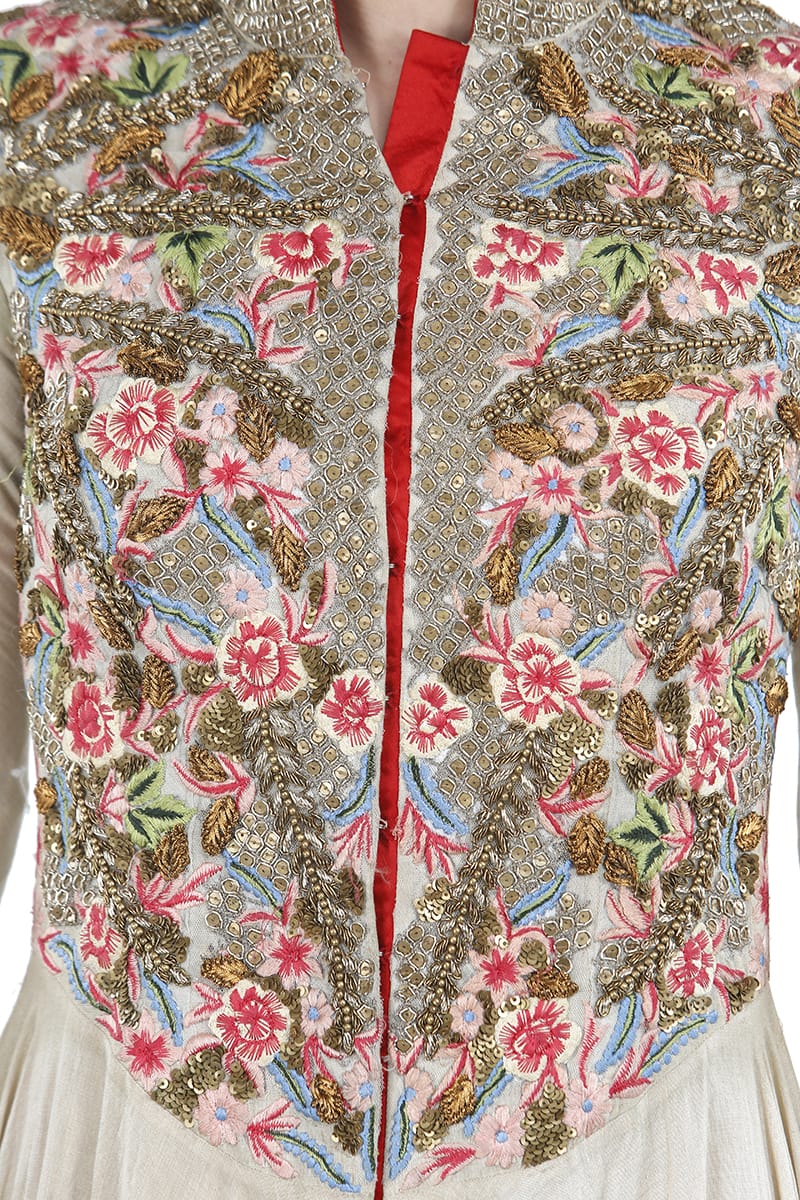Front - Opening Embroidered Gown - samantchauhan