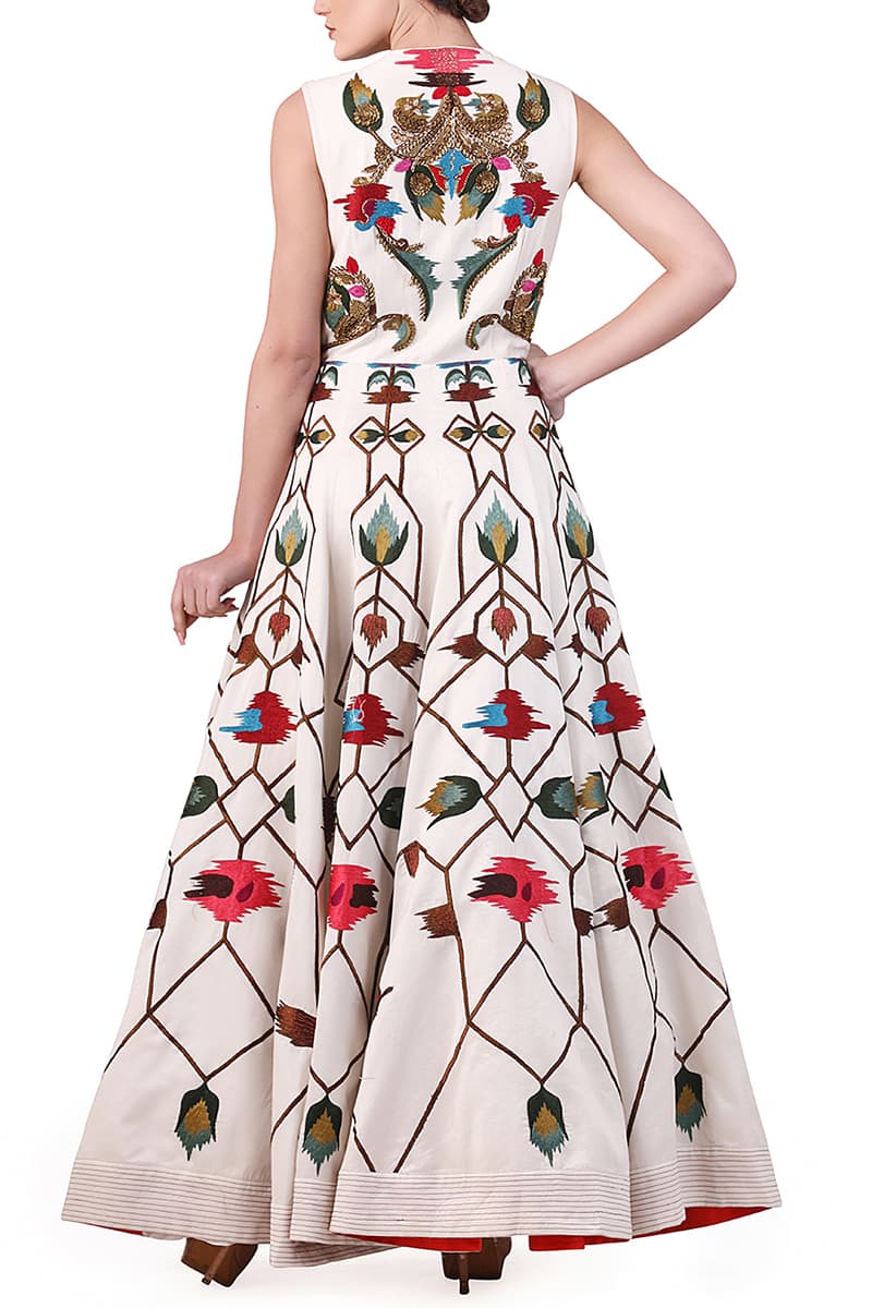 Front - opening Embroidered Gown - samantchauhan