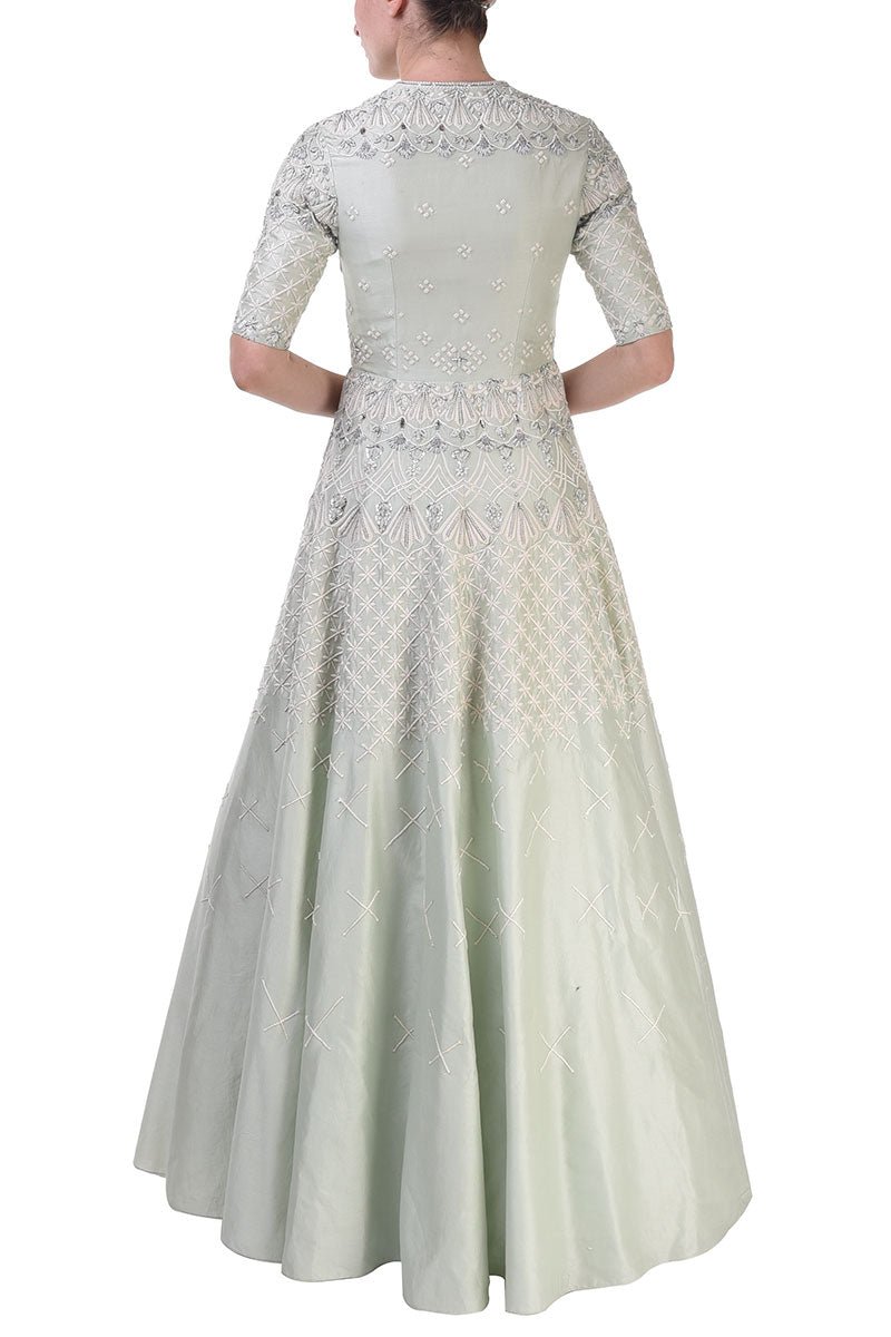 Front - Opening Embroidered Gown - samantchauhan