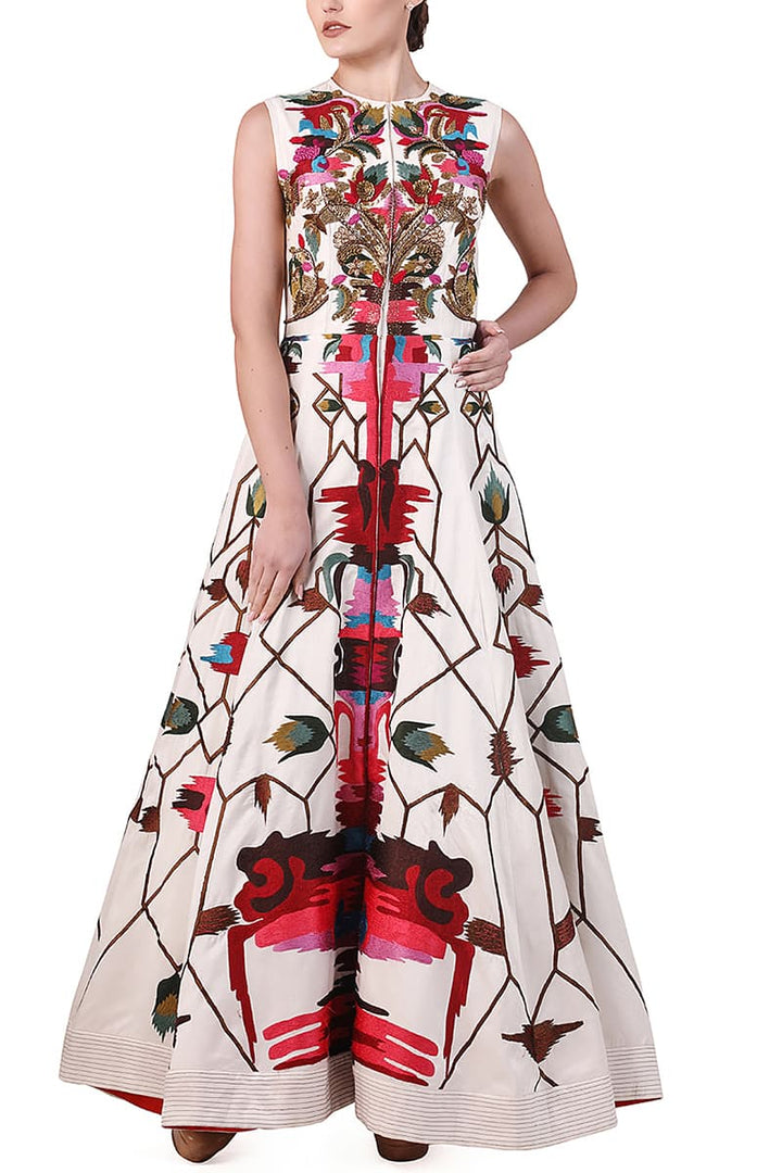 Front - opening Embroidered Gown - samantchauhan