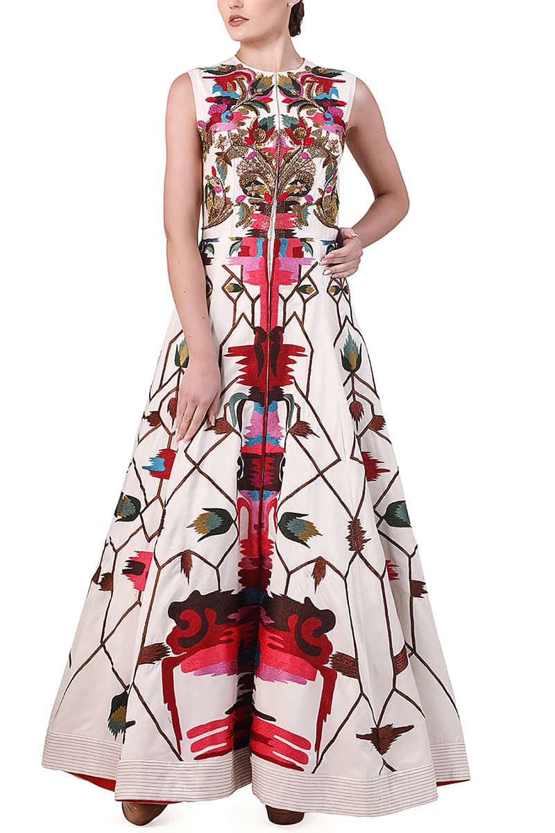 Front - opening Embroidered Gown - samantchauhan