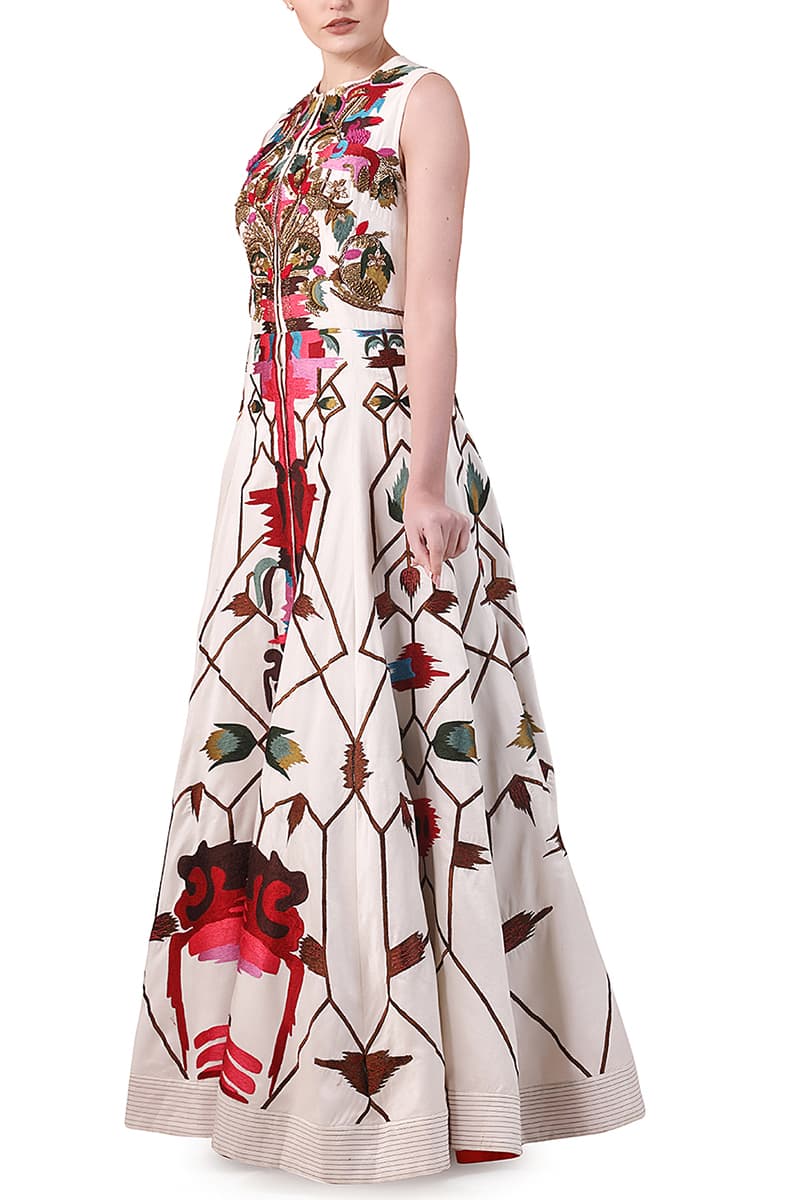 Front - opening Embroidered Gown - samantchauhan