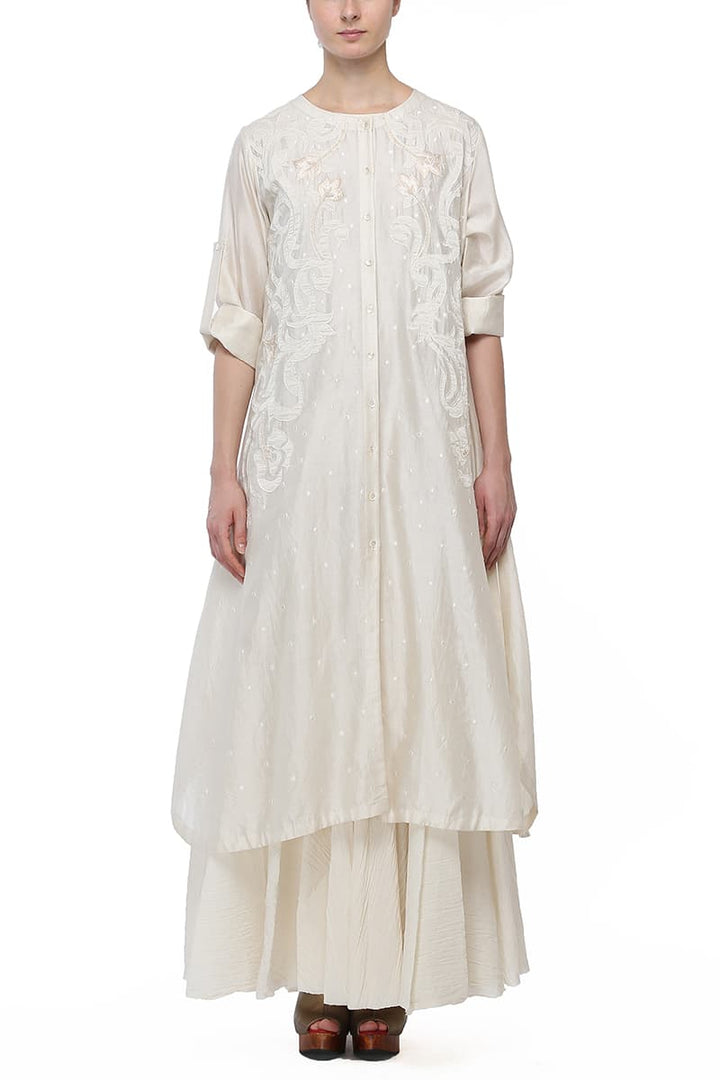Front - opening Embroidered Kurta &amp; Inner - samantchauhan