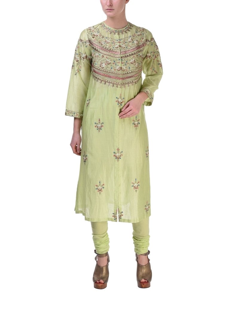 Front - Opening Kurta & Tie - Dye Dupatta - samantchauhan
