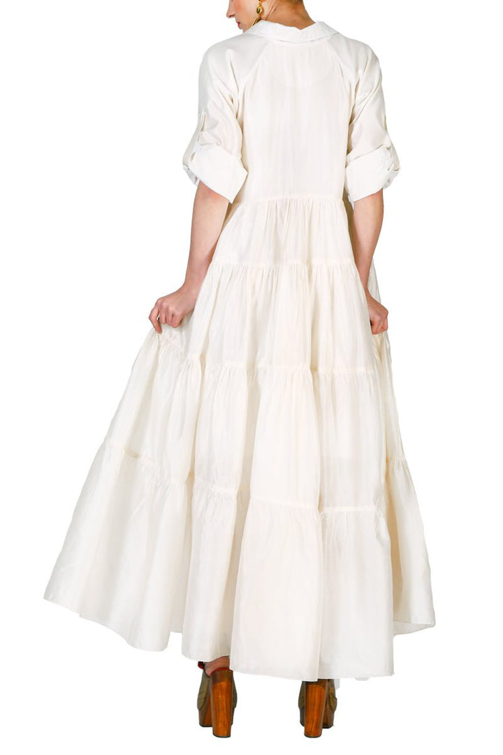 Front - Opening Tiered Shirt Dress - samantchauhan