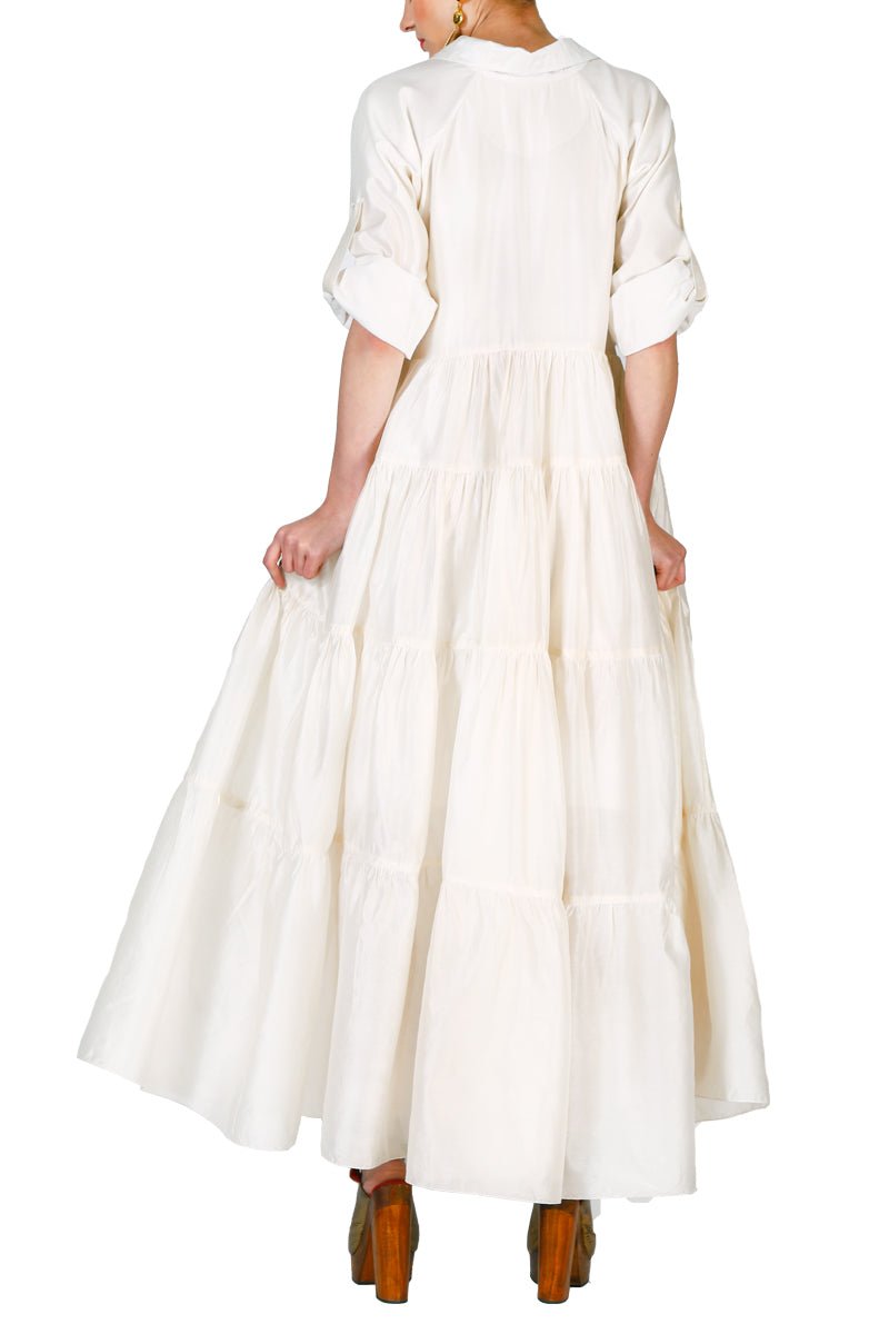 Front - Opening Tiered Shirt Dress - samantchauhan