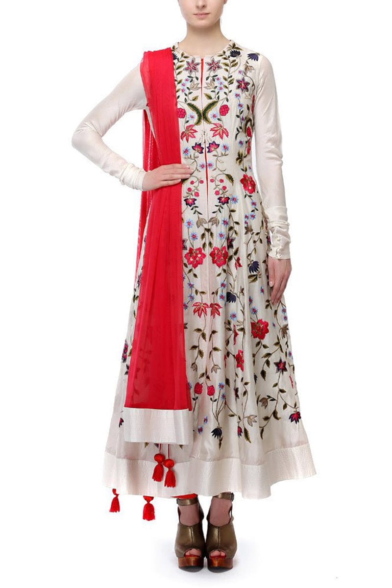 Front - opening Top - Stitch Embroidered Kurta - samantchauhan