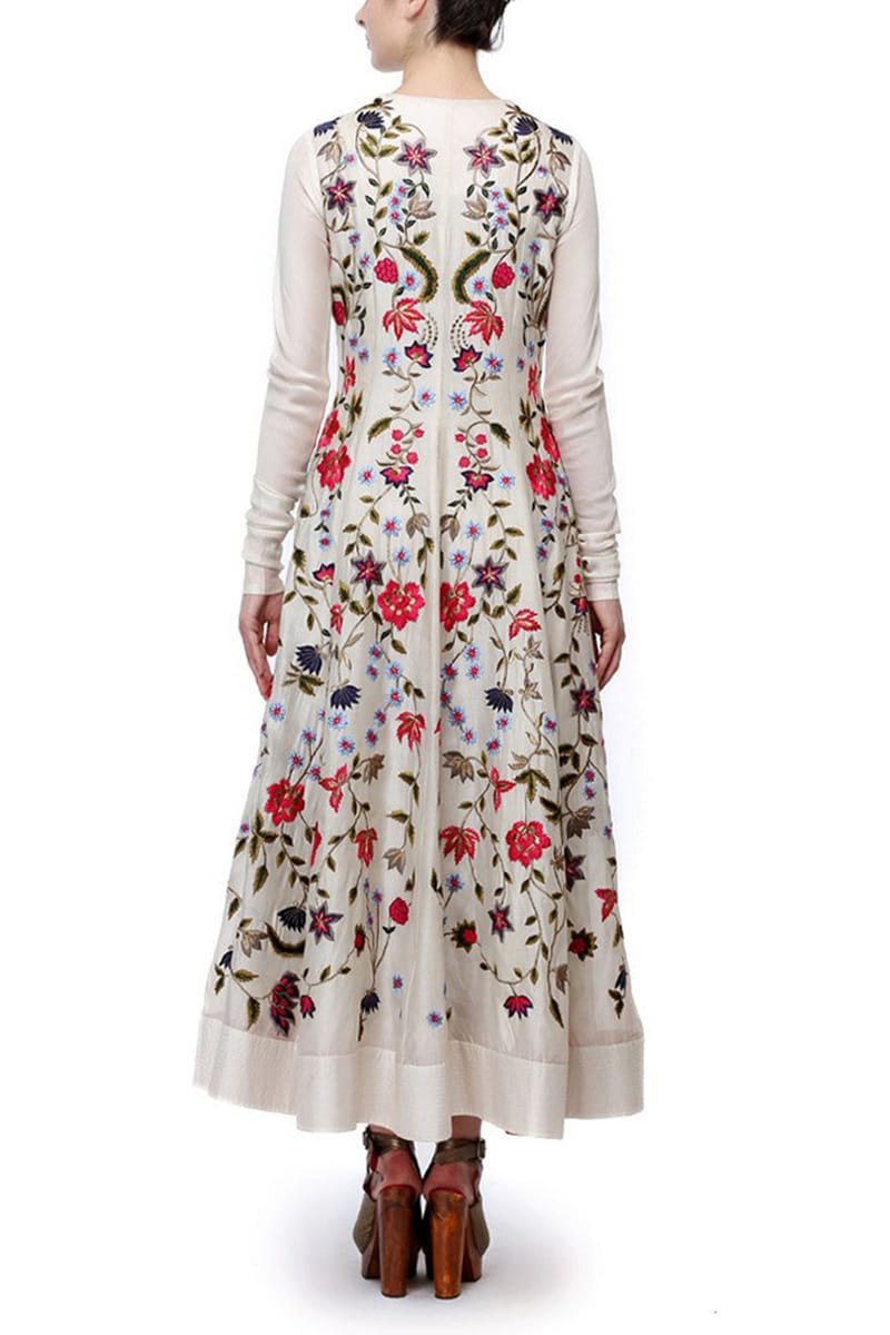 Front - opening Top - Stitch Embroidered Kurta - samantchauhan