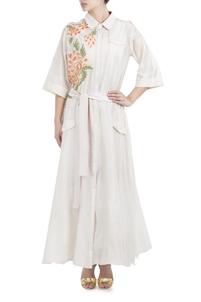 samant chauhan embroidered shirt dress Front-Tie Style S / Ivory Solivia – Women's Sultry 2Measurements given in the SCHL004579_B_XXL Color:71463b aline