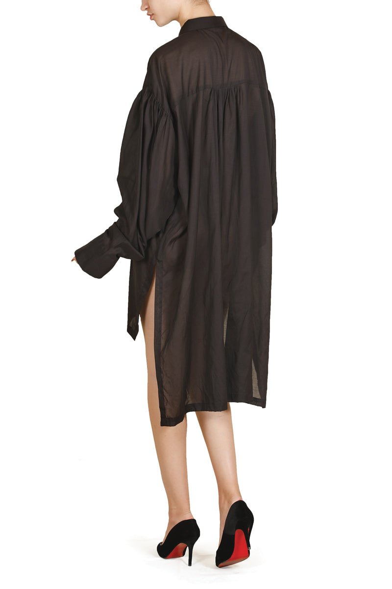 Gathered - Sleeve Asymmetric Dress - samantchauhan