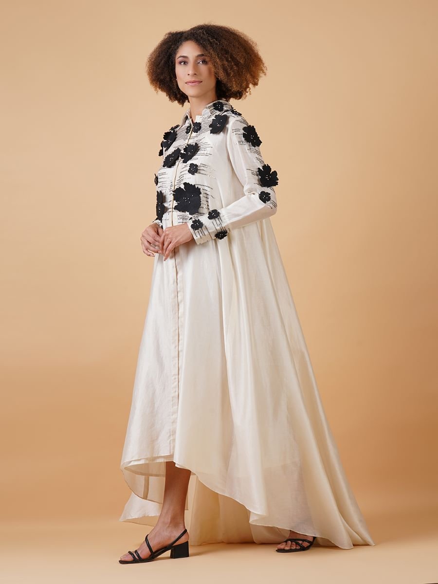 Here is Featured as glazy kaftan cotton silk dress that has collared neck - samantchauhan Apparel & Accessories