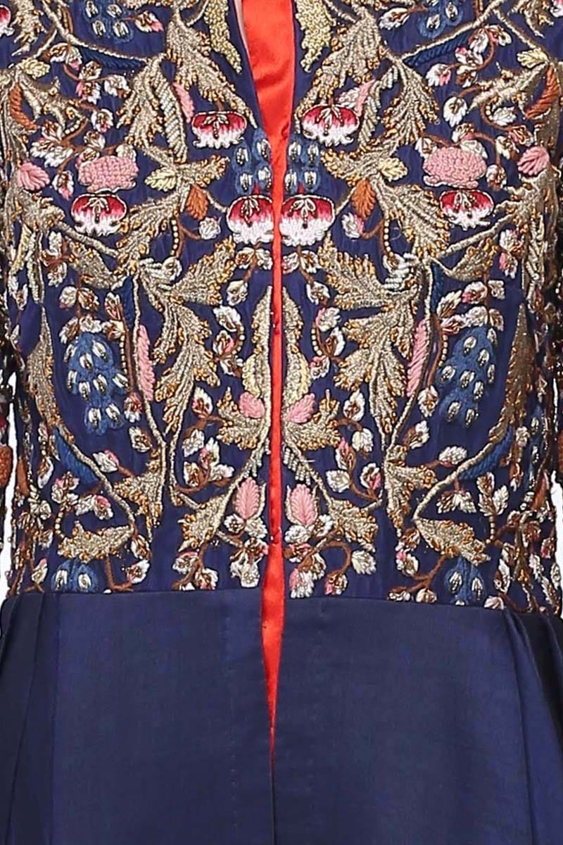 High - Collared Asymmetric Embroidered Dress - samantchauhan