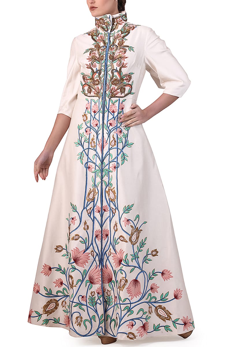 High-Collared Jacket Gown – samantchauhan - Main Image