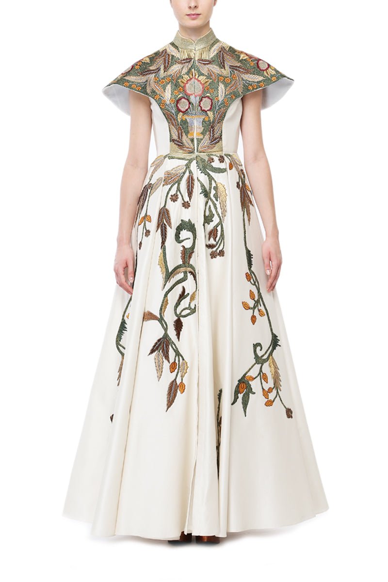 High Mandarin Embroidered Gown - samantchauhan