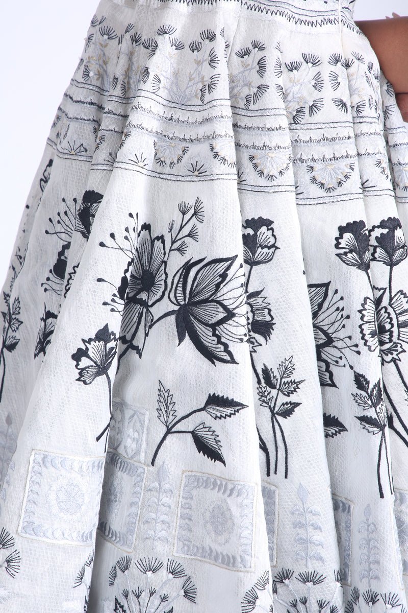 Ivory floor - length cotton silk ball gown - samantchauhan