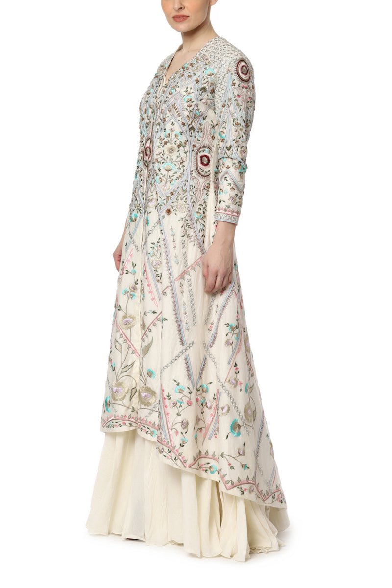 Jacket Kurta with High Low Hemline - samantchauhan