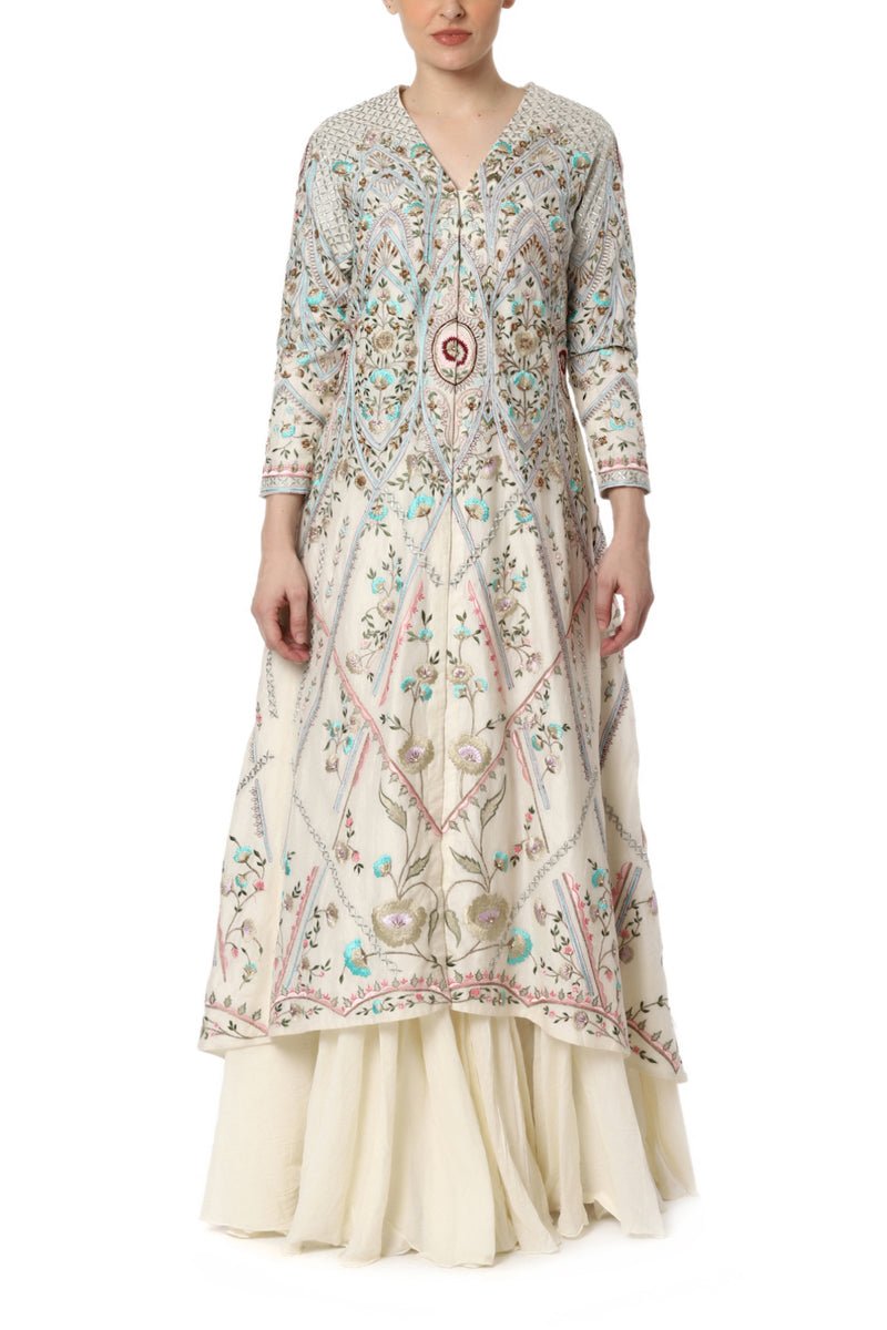 Jacket Kurta with High Low Hemline - samantchauhan