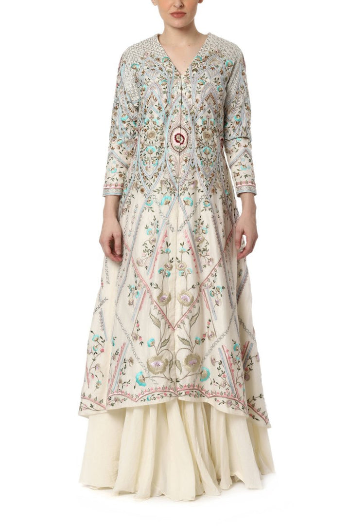 Jacket Kurta with High Low Hemline - samantchauhan