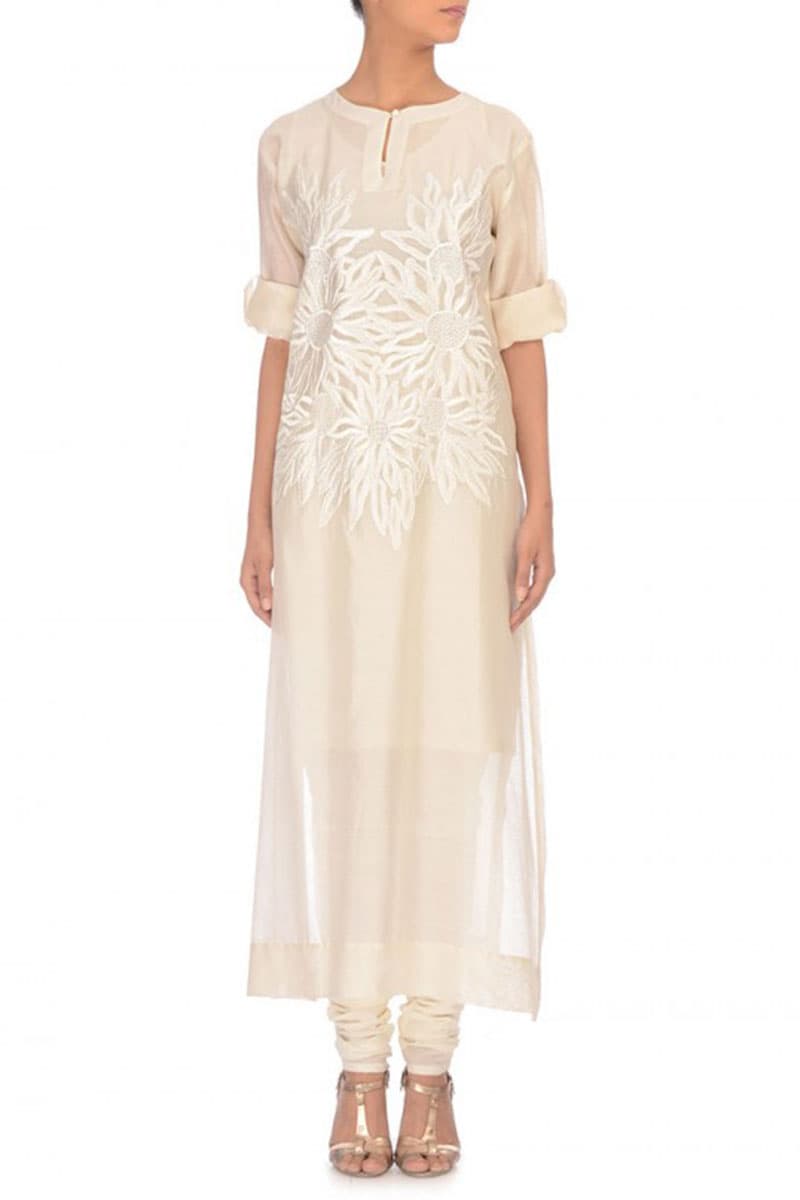 Keyhole Embroidered Kurta - samantchauhan