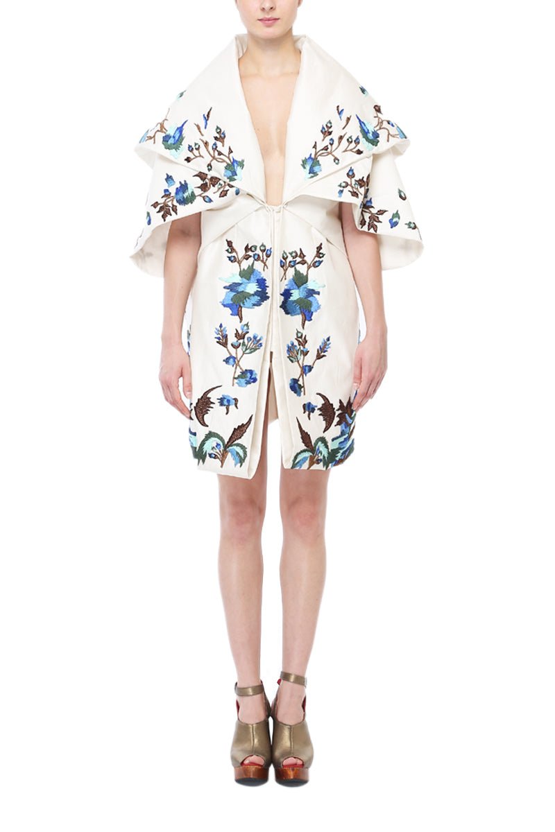 Layered Sleeves Embroidered Dress - samantchauhan