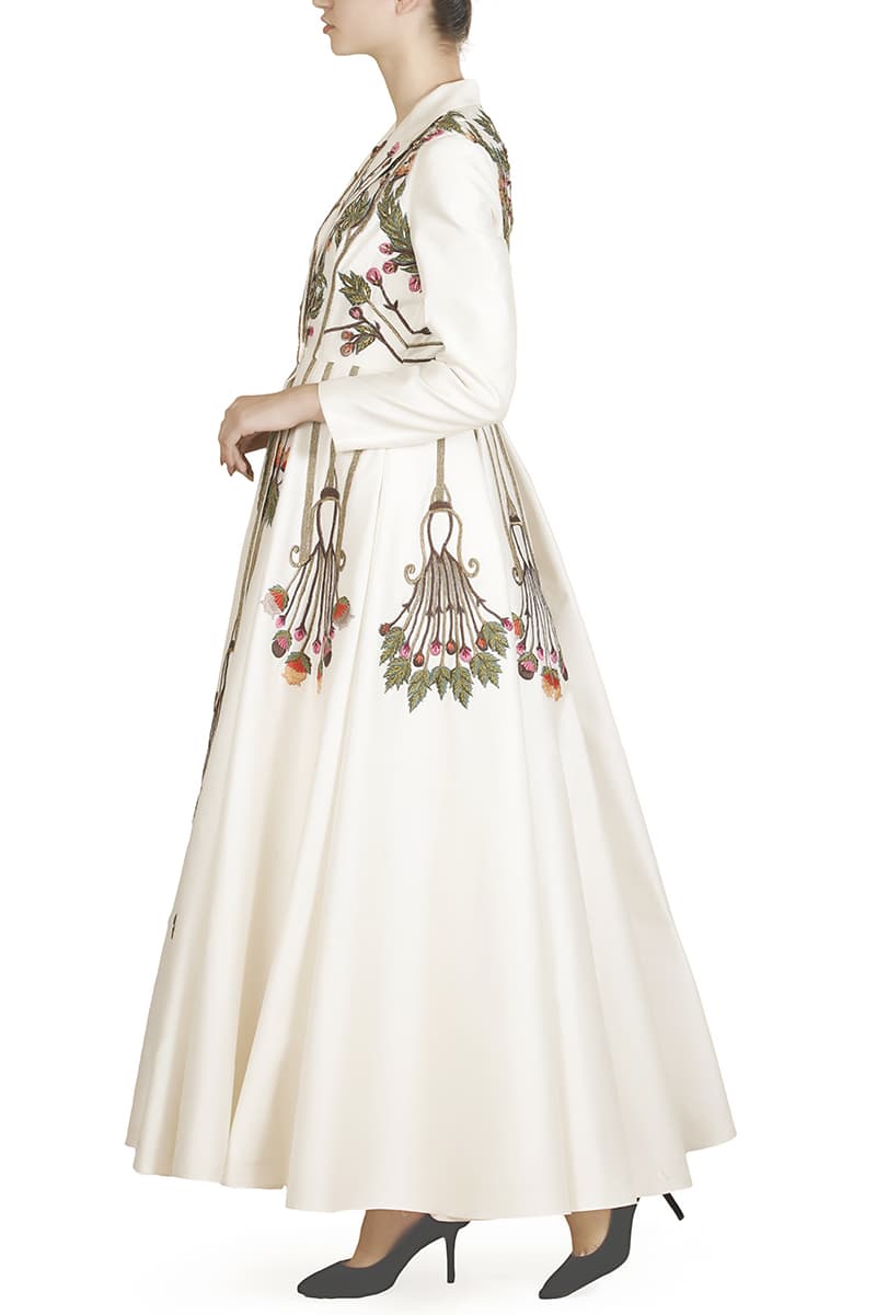 Mandarin - collared Embroidered Jacket Gown - samantchauhan