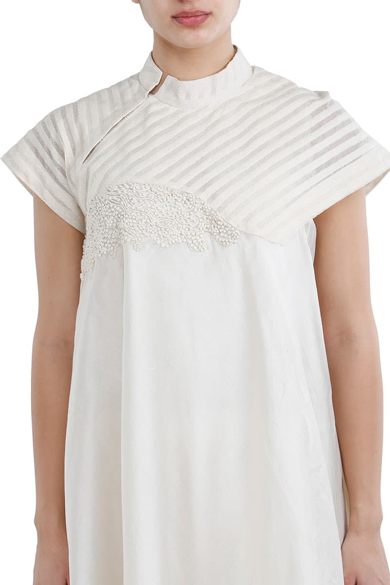 Mandarin - collared Embroidered Short Kurta - samantchauhan