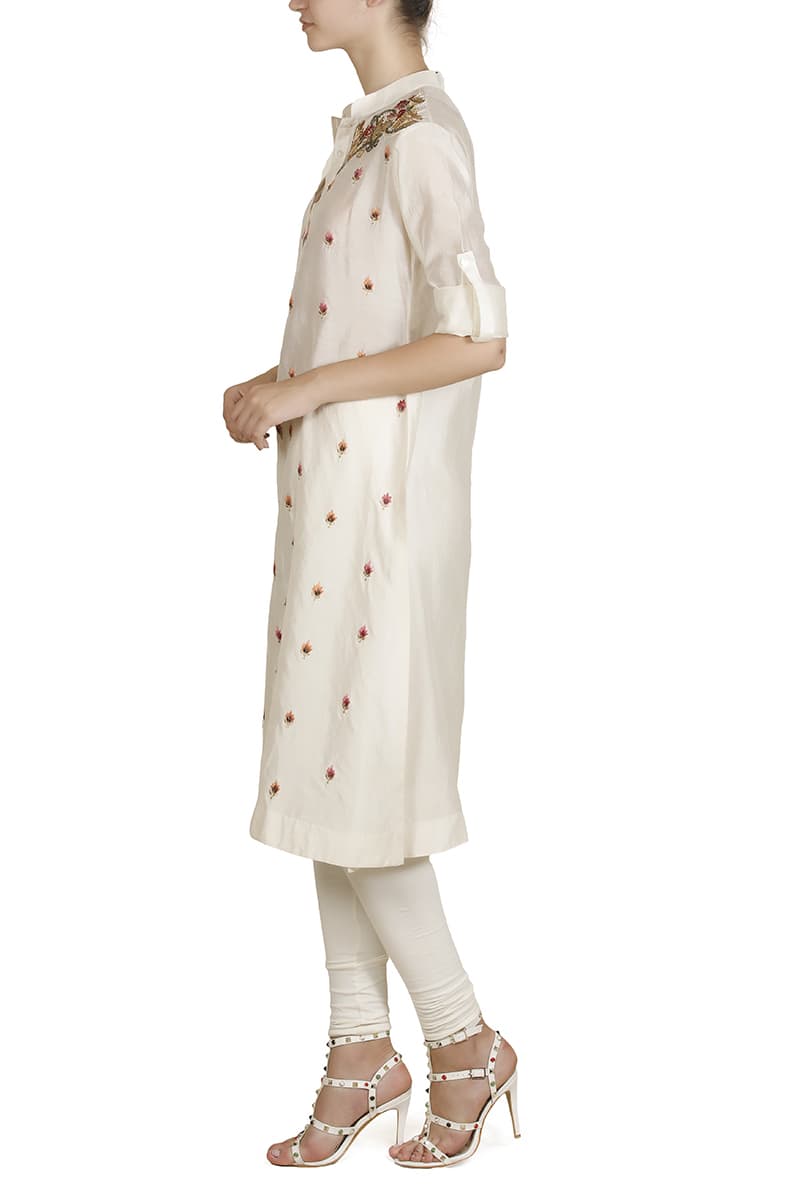 Mandarin - collared Straight Kurta - samantchauhan