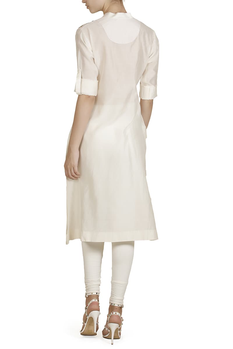 Mandarin - collared Straight Kurta - samantchauhan