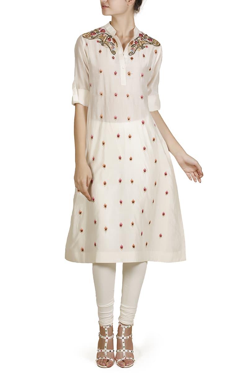 Mandarin - collared Straight Kurta - samantchauhan