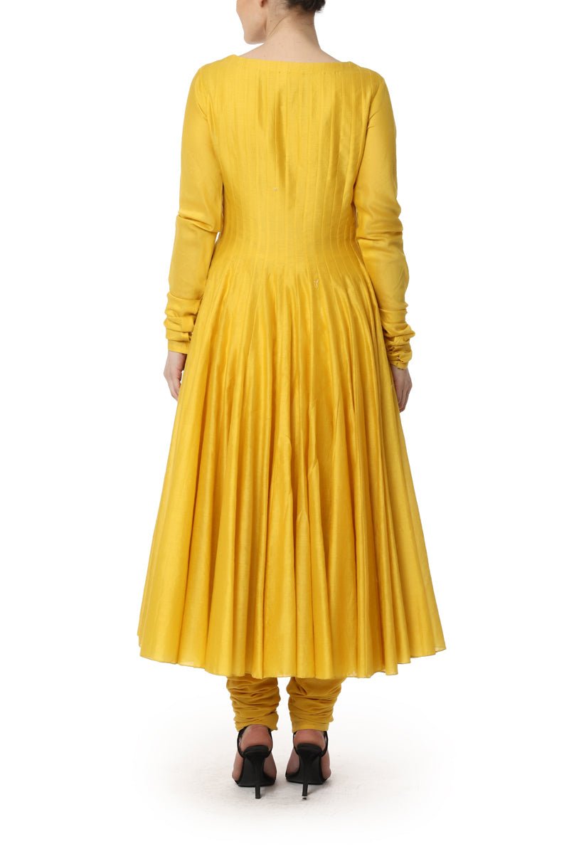 Mustard Anarkali with Embroidered Dupatta - samantchauhan