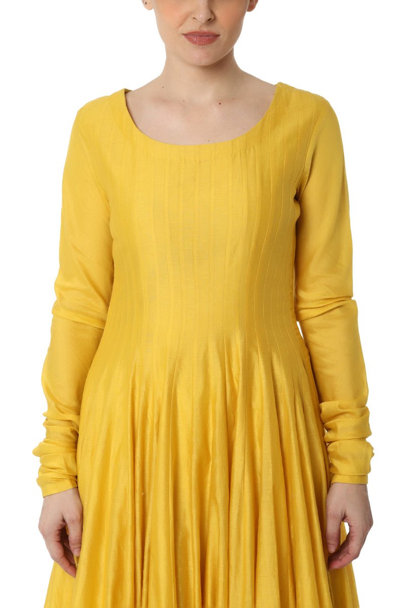 Mustard Anarkali with Embroidered Dupatta - samantchauhan