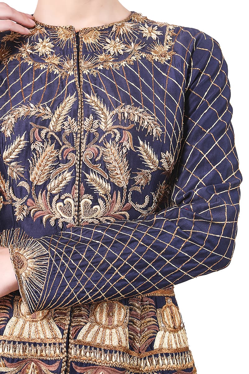 Navy Embroidered Gown - samantchauhan