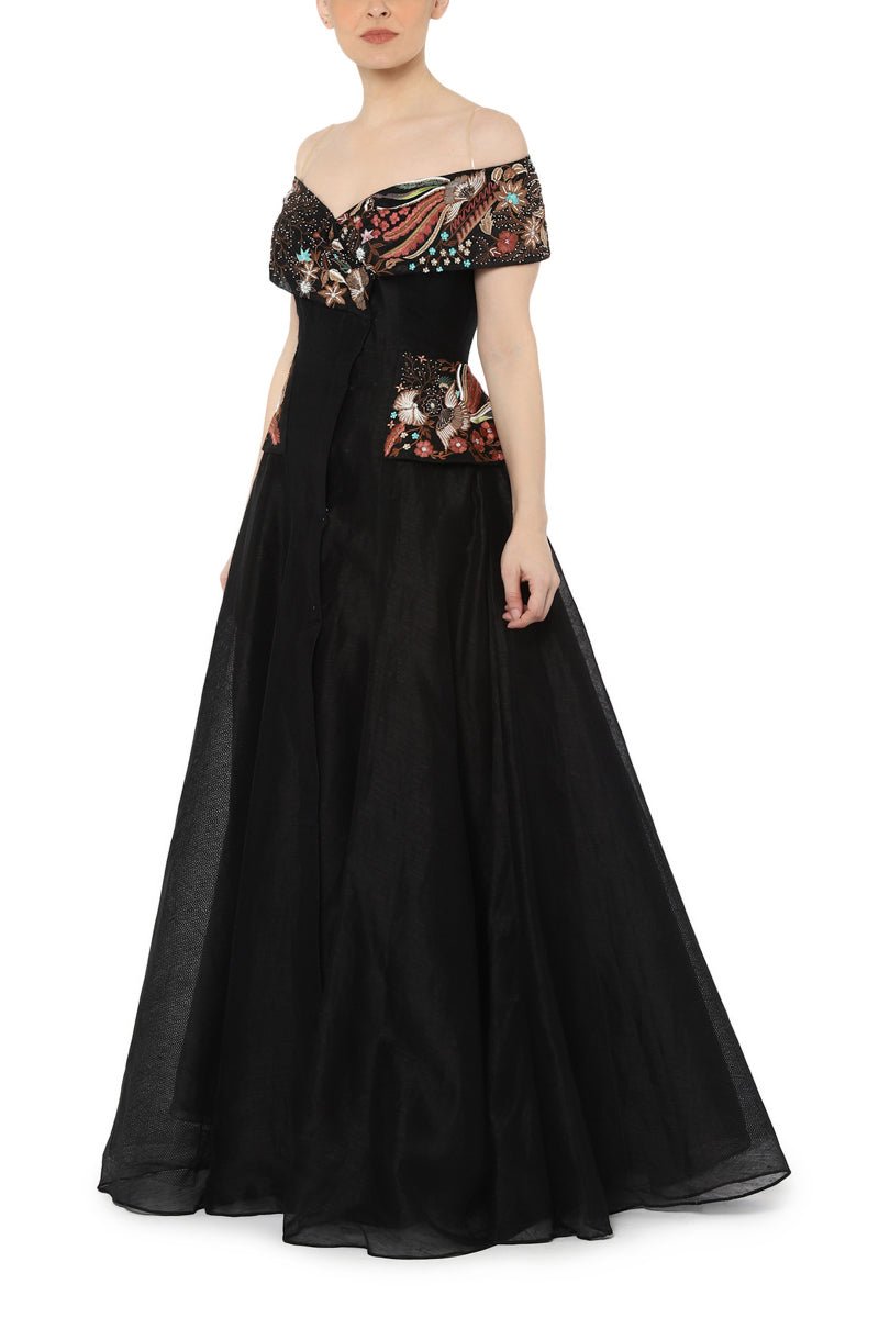 Off shoulder fit flair gown - samantchauhan