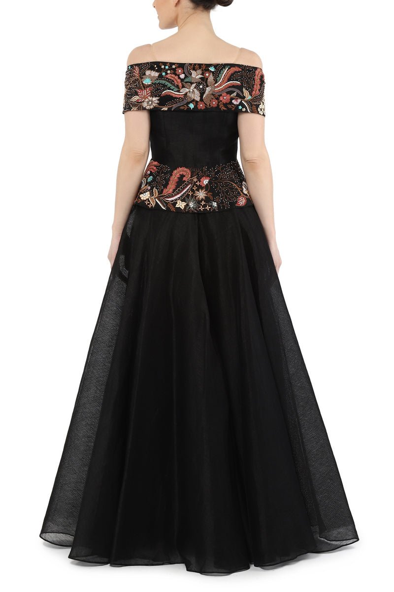 Off shoulder fit flair gown - samantchauhan