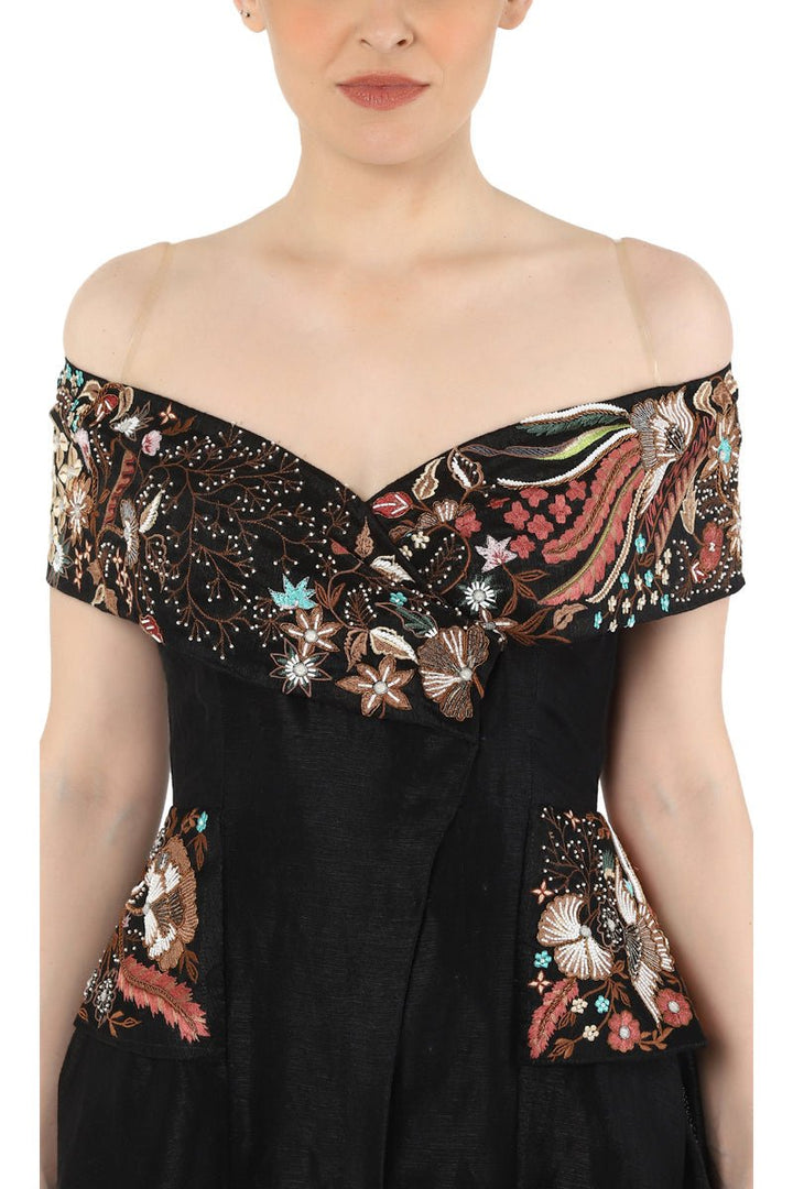 Off shoulder fit flair gown - samantchauhan