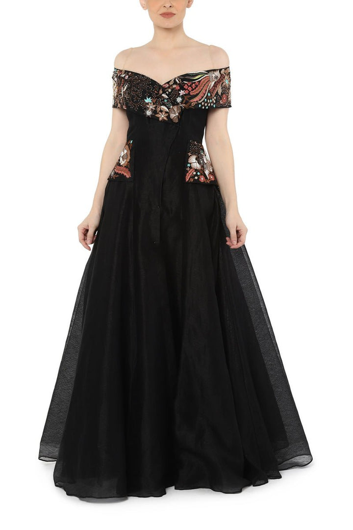 Off shoulder fit flair gown - samantchauhan