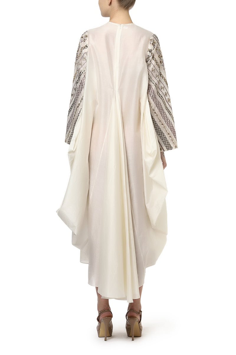 One - Side Pleated Embroidered Dress - samantchauhan