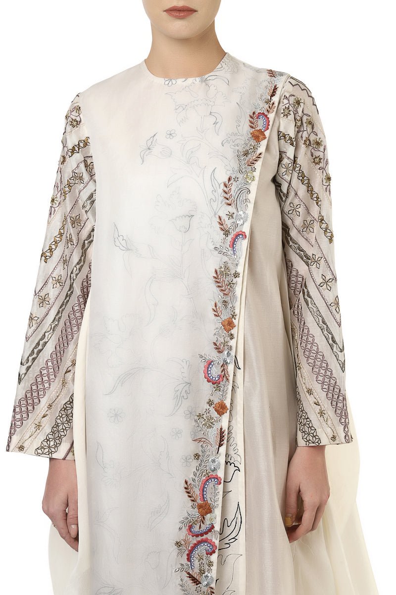 One - Side Pleated Embroidered Dress - samantchauhan