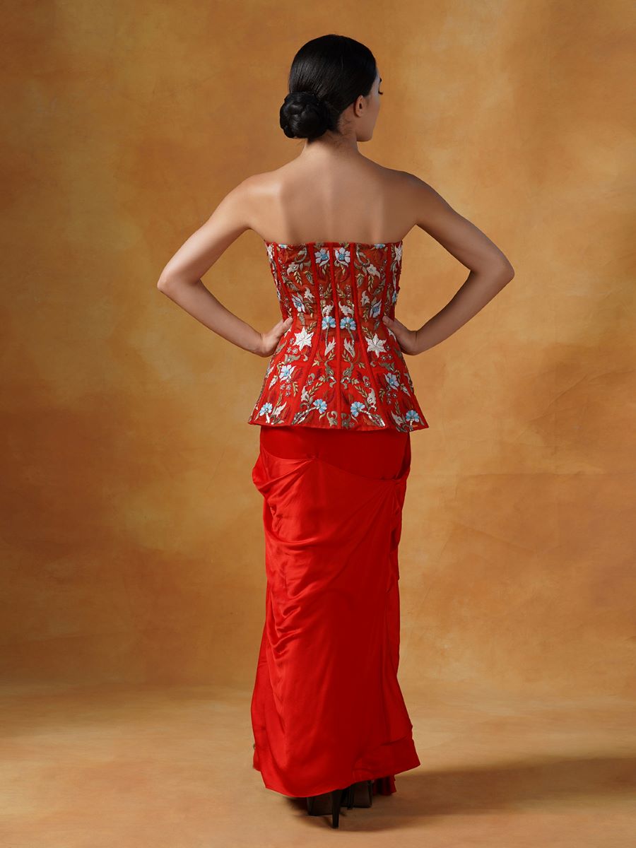 Organza corset top with satin skirt - samantchauhan Apparel & Accessories