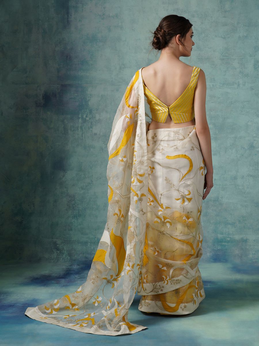 Organza saree with cotton silk blouse - samantchauhan Apparel & Accessories