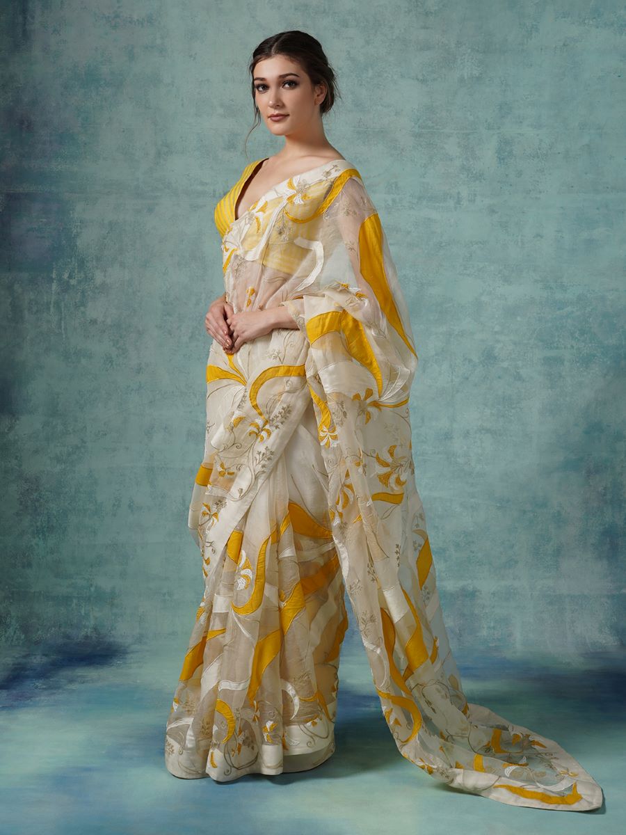 Organza saree with cotton silk blouse - samantchauhan Apparel & Accessories