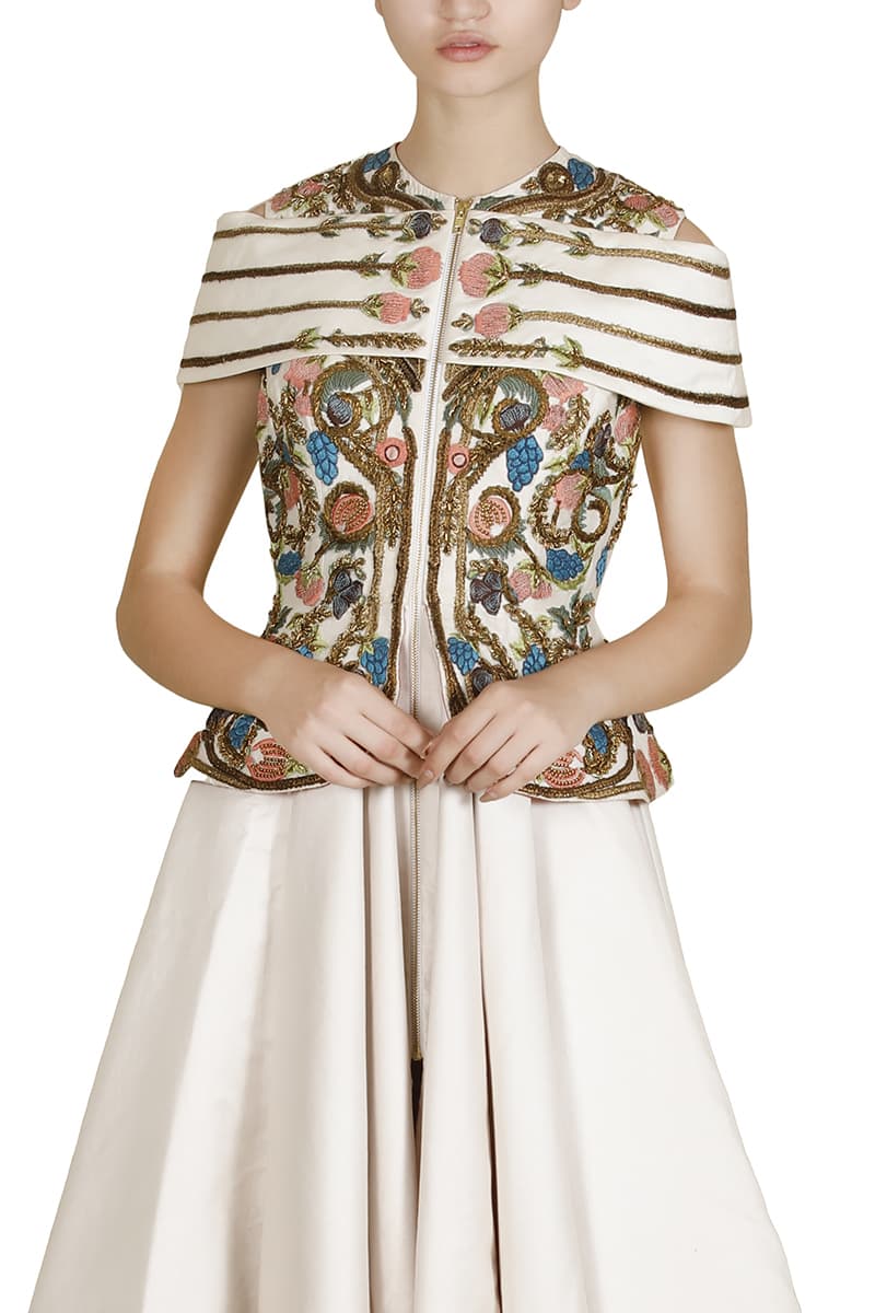 Overlap Embroidered Jacket Gown - samantchauhan